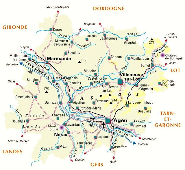 Carte departement 47 lot et garonne